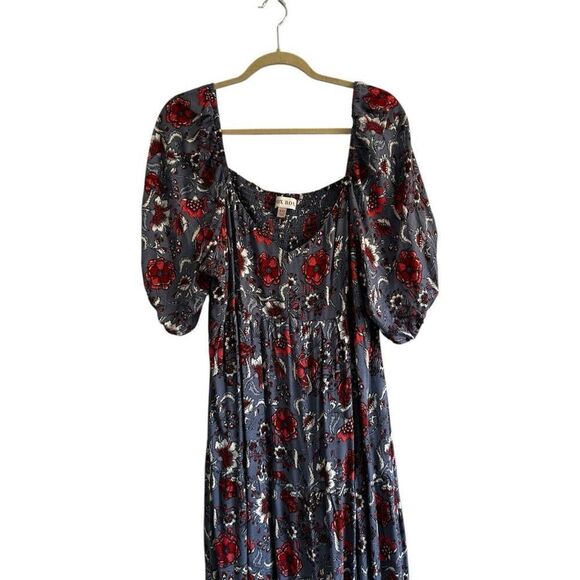 Knox Rose Sky Blue Boho Bohemian Midi Dress Size XXL Tiered Bishop Sleeve - Picture 2 of 13